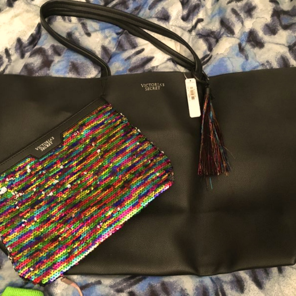 Victoria Secret Tote with small cosmetic bag